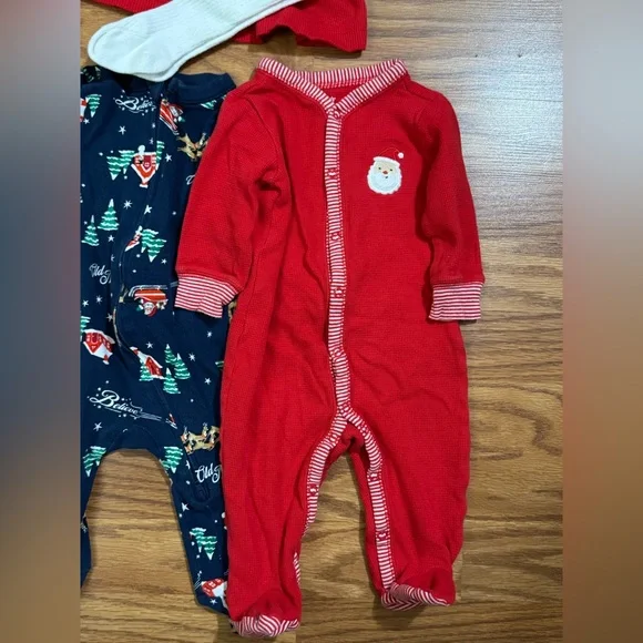 Old Navy Carter's Christmas Dress Reindeer Santa Snowman Bears Footie Pjs - Picture 5 of 8